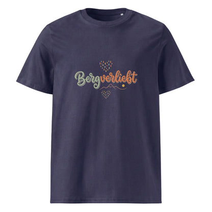Bergverliebt Berg T-Shirt Unisex in Navy mit Spruch-Brustdruck