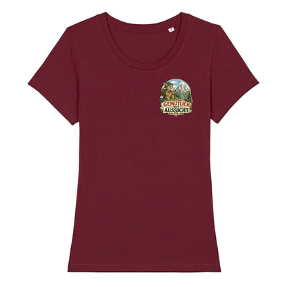Gemütlich mit Aussicht Damenshirt mit Brustdruck, Kraxelgaudi