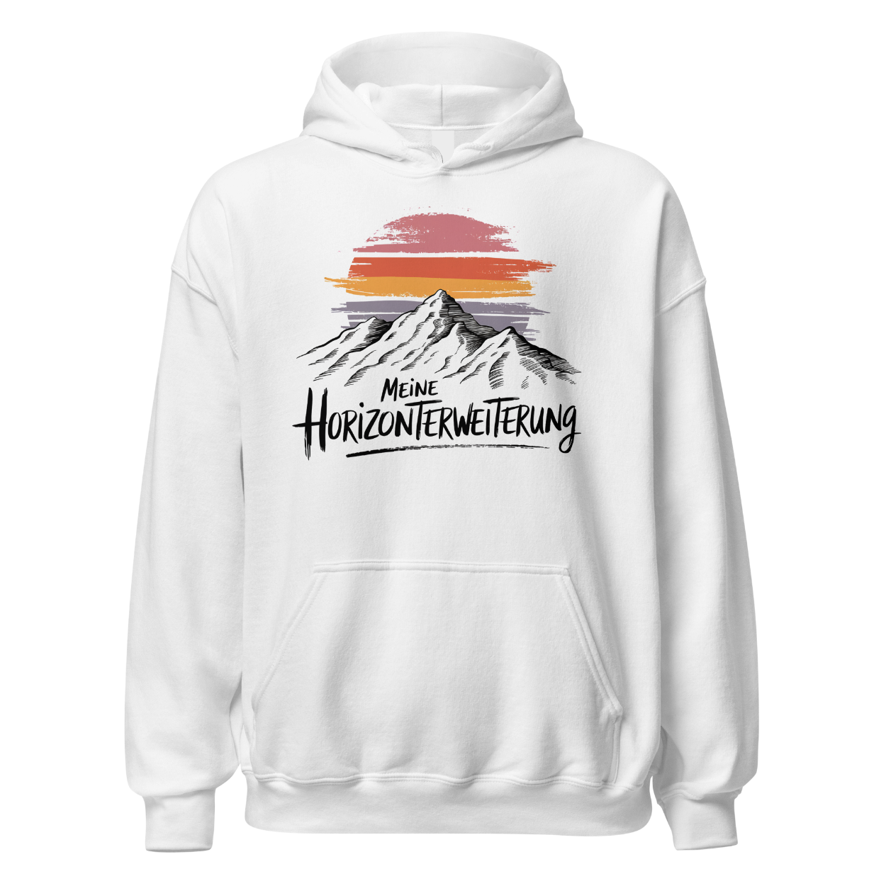 Horizont Hoodie mit Berg-Spruch, Motivdetail
