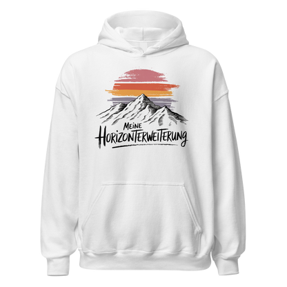 Horizont Hoodie mit Berg-Spruch, Motivdetail