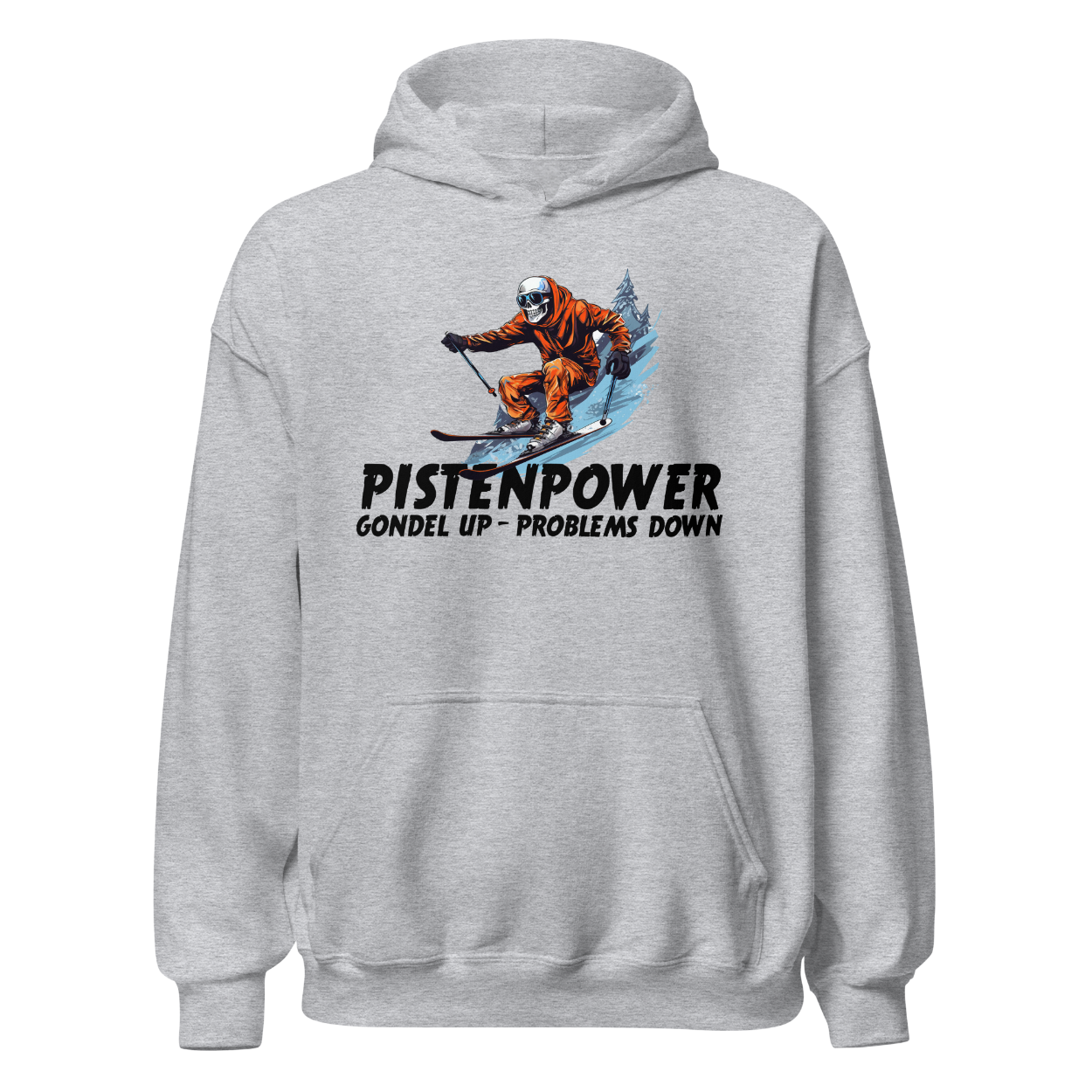 Pistenpower Hoodie mit Apres-Ski-Motiv, Produktansicht