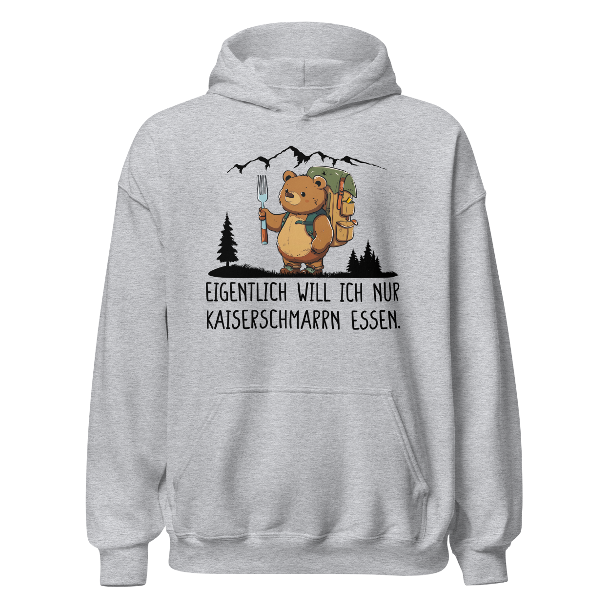 Kaiserbär Hoodie Unisex mit Kaiserschmarrn-Spruch, Rückansicht