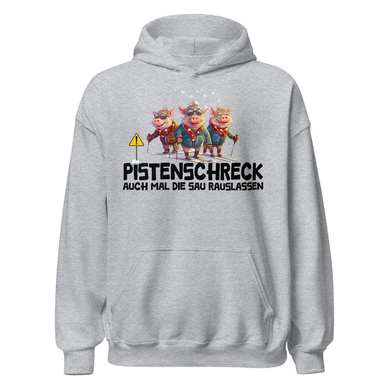Pistenschreck Hoodie mit Apres-Ski-Motiv, Produktansicht