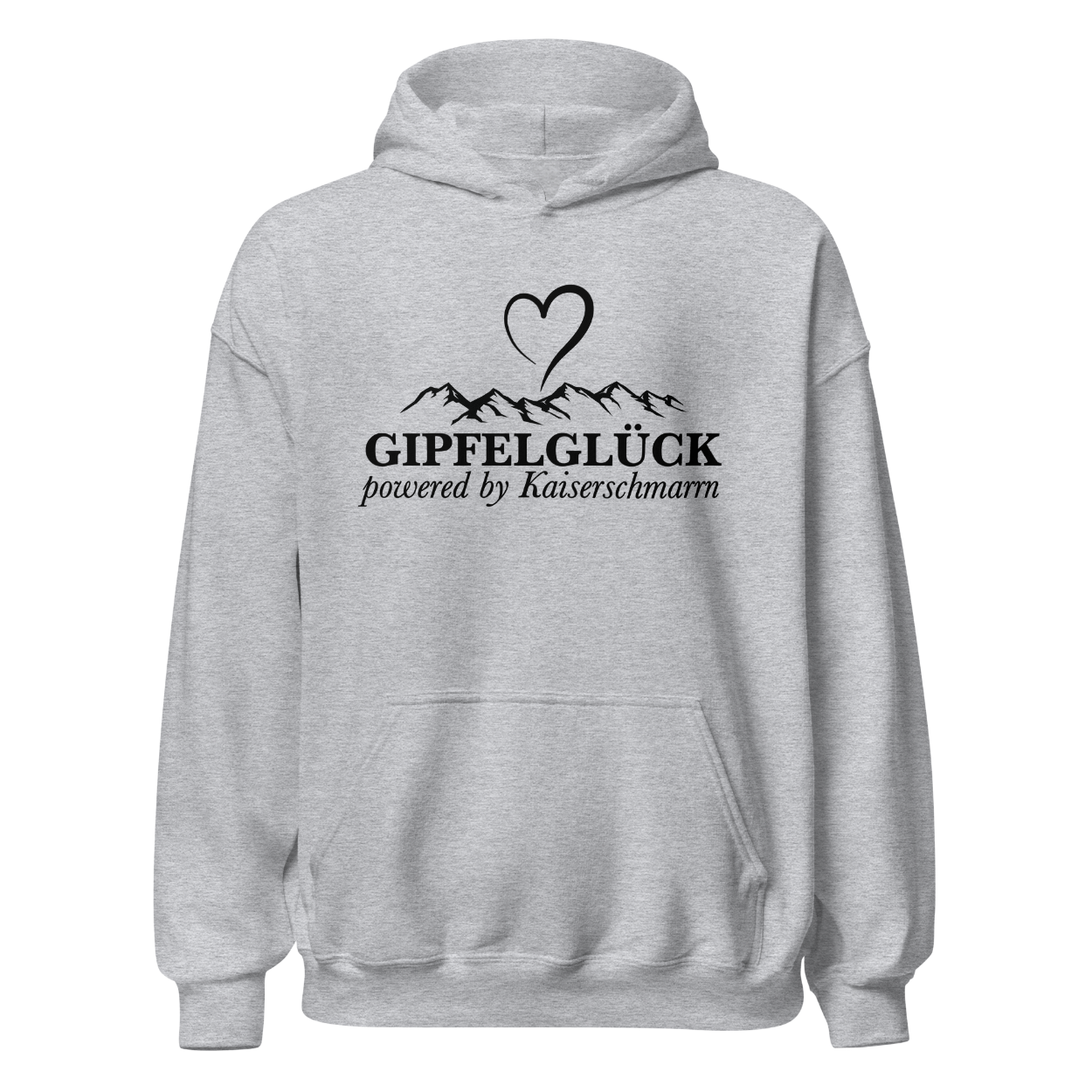 Gipfelglück Hoodie mit Berg-Spruch, Produktansicht
