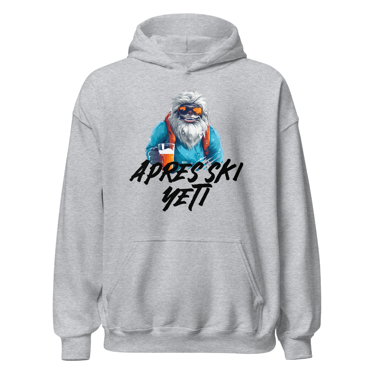 Après Ski Yeti Hoodie mit Yeti-Motiv, Print Nahaufnahme