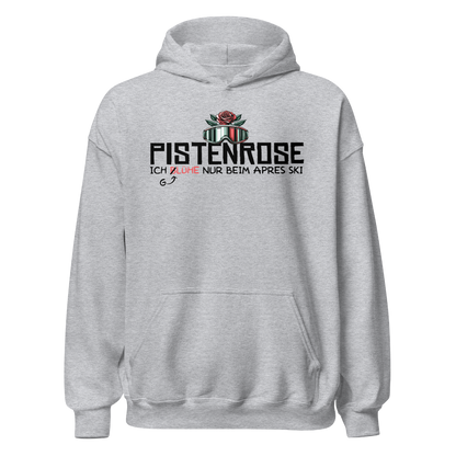 Pistenrose Hoodie mit Après-Ski-Spruch, Produktansicht