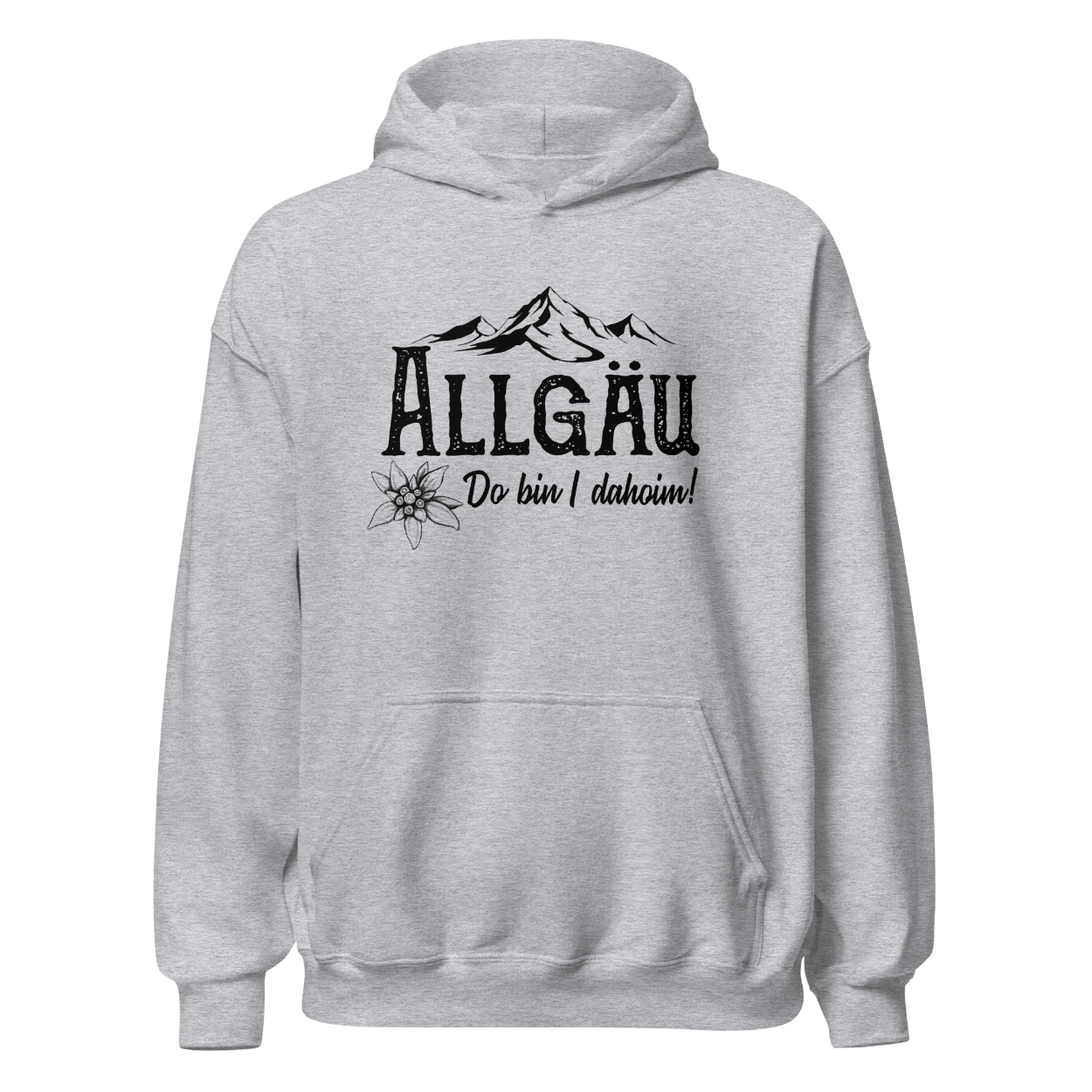 Dahoim Hoodie mit Berg-Spruch, Produktansicht