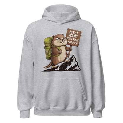 Warte kurz Hoodie Unisex mit Murmeltier-Motiv, Rückansicht