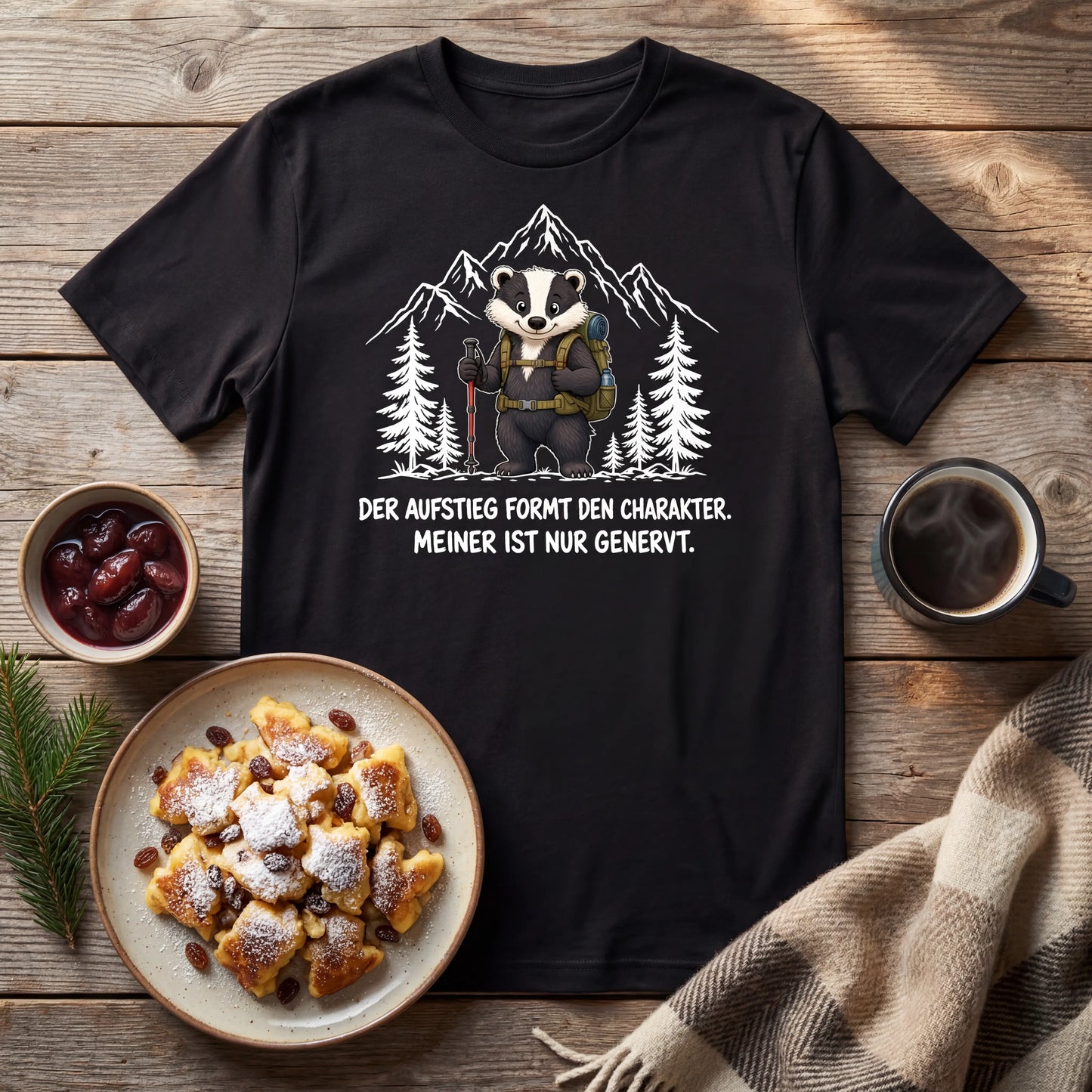 Aufstieg genervt Dachs T-Shirt Unisex Flatlay