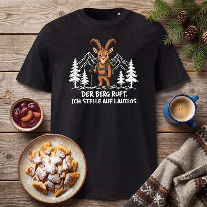 Berg ruft lautlos Steinbock T-Shirt Unisex Flatlay