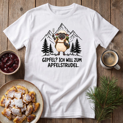 Apfelstrudel Schaf T-Shirt Unisex Flatlay Weiß gefaltet