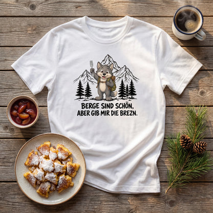 Brezn Wolf T-Shirt Unisex Flatlay Weiß gefaltet