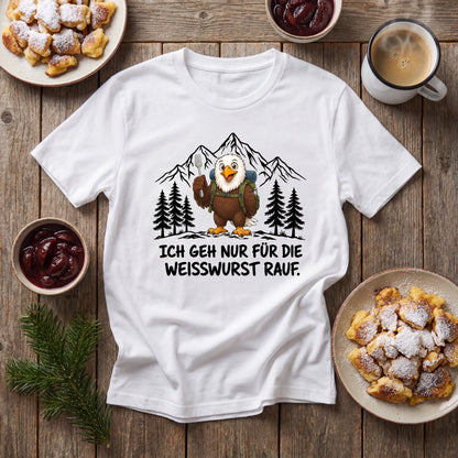 Weisswurst Adler T-Shirt Unisex Flatlay Weiß gefaltet