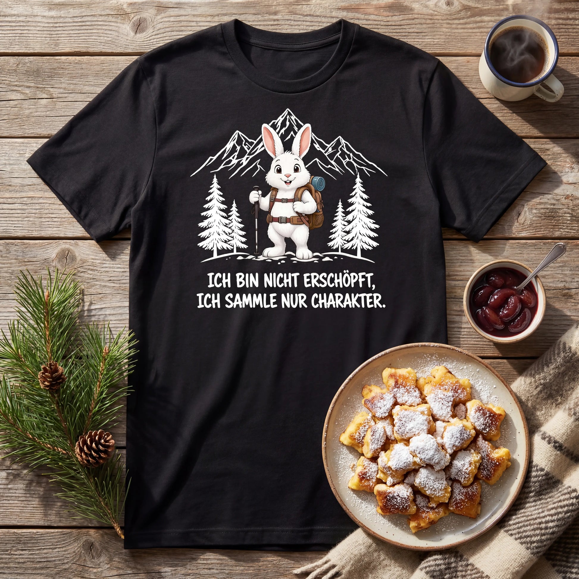 Charakter Hase T-Shirt Unisex Flatlay