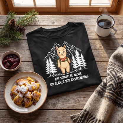 Glänze Anstrengung Alpaka T-Shirt Unisex Flatlay