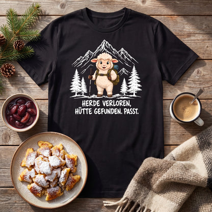 Hütte Schaf T-Shirt Unisex Flatlay