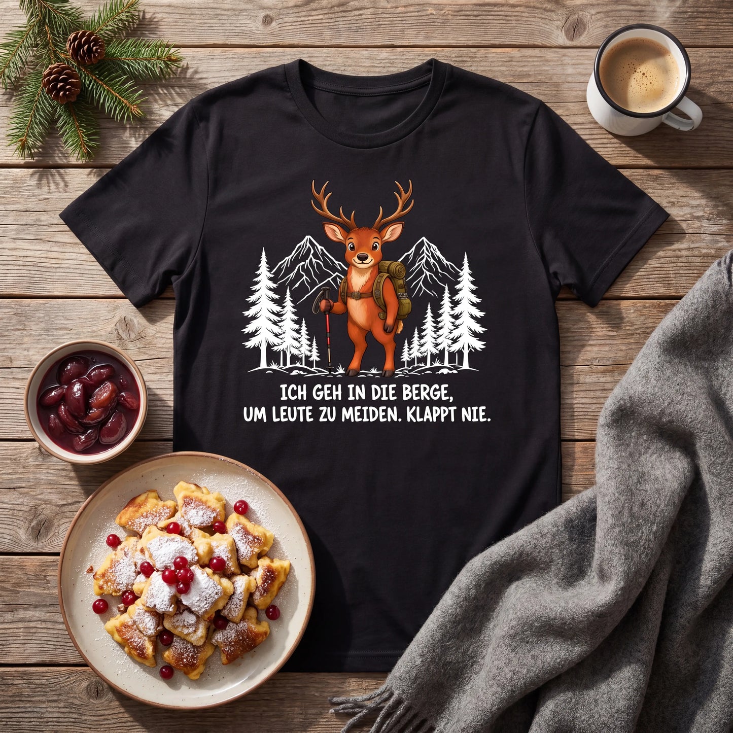 Leute meiden Hirsch T-Shirt Unisex Flatlay