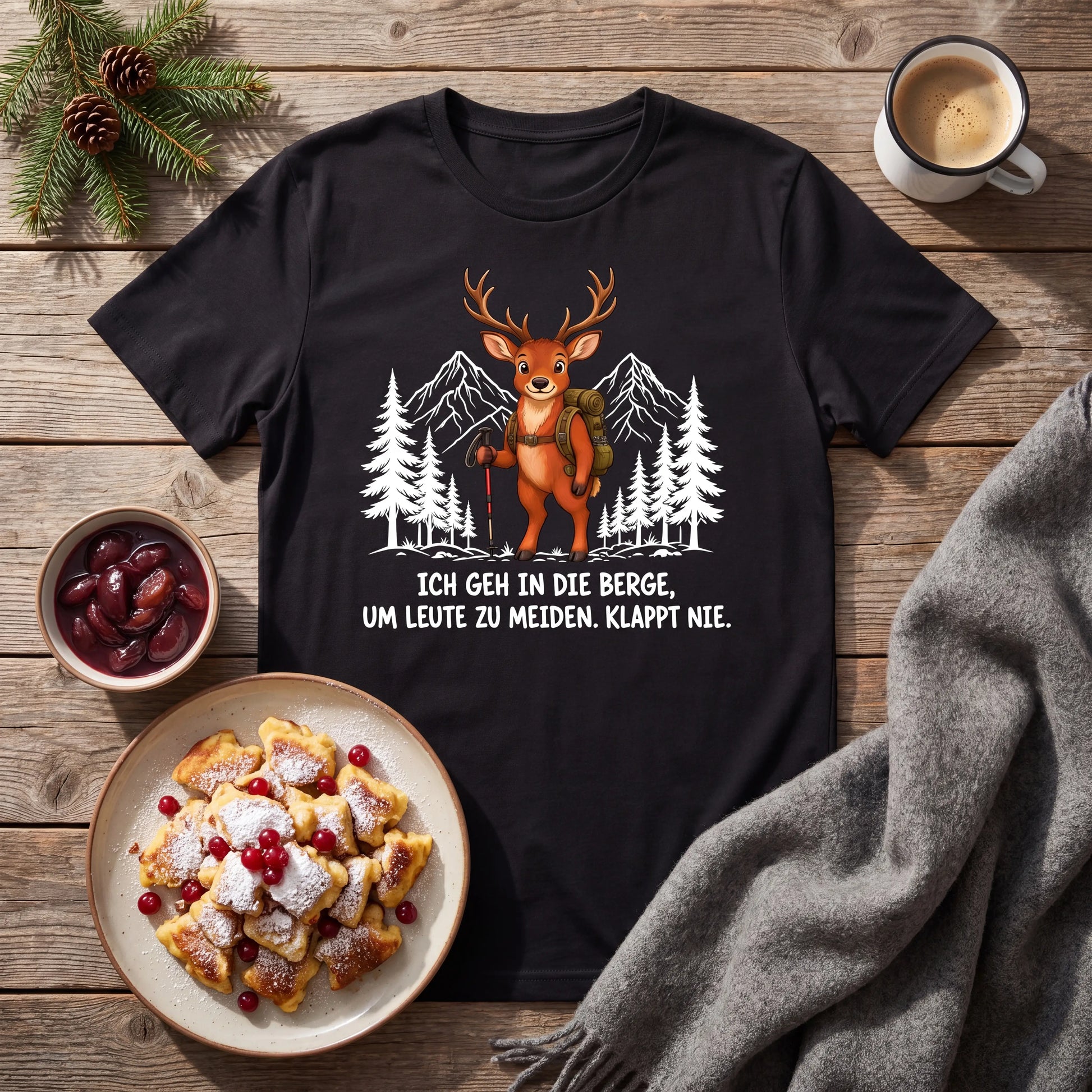Leute meiden Hirsch T-Shirt Unisex Flatlay