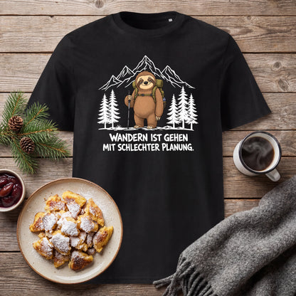 Schlechte Planung Faultier T-Shirt Unisex Flatlay