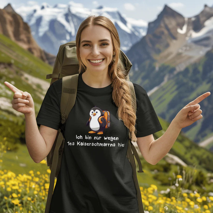 Kaiserschmarrn Fanatiker Damen T-Shirt mit Kaiserschmarrn-Spruch, Designdetail