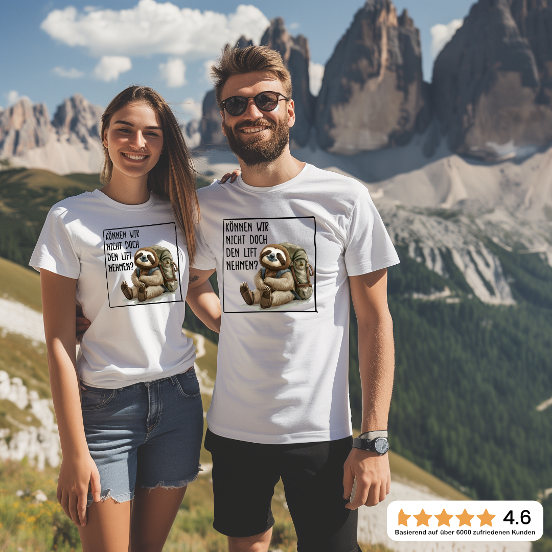 Lift T-Shirt Unisex mit Faultier-Motiv, Designdetail