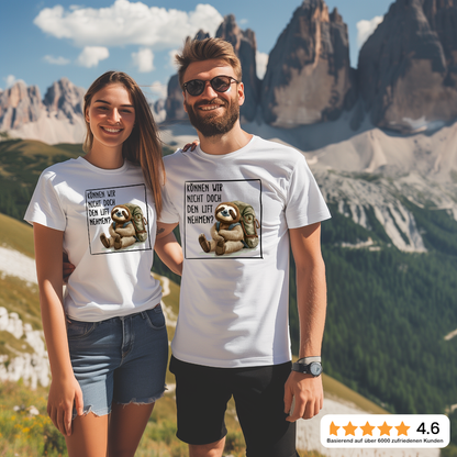 Lift T-Shirt Unisex mit Faultier-Motiv, Designdetail