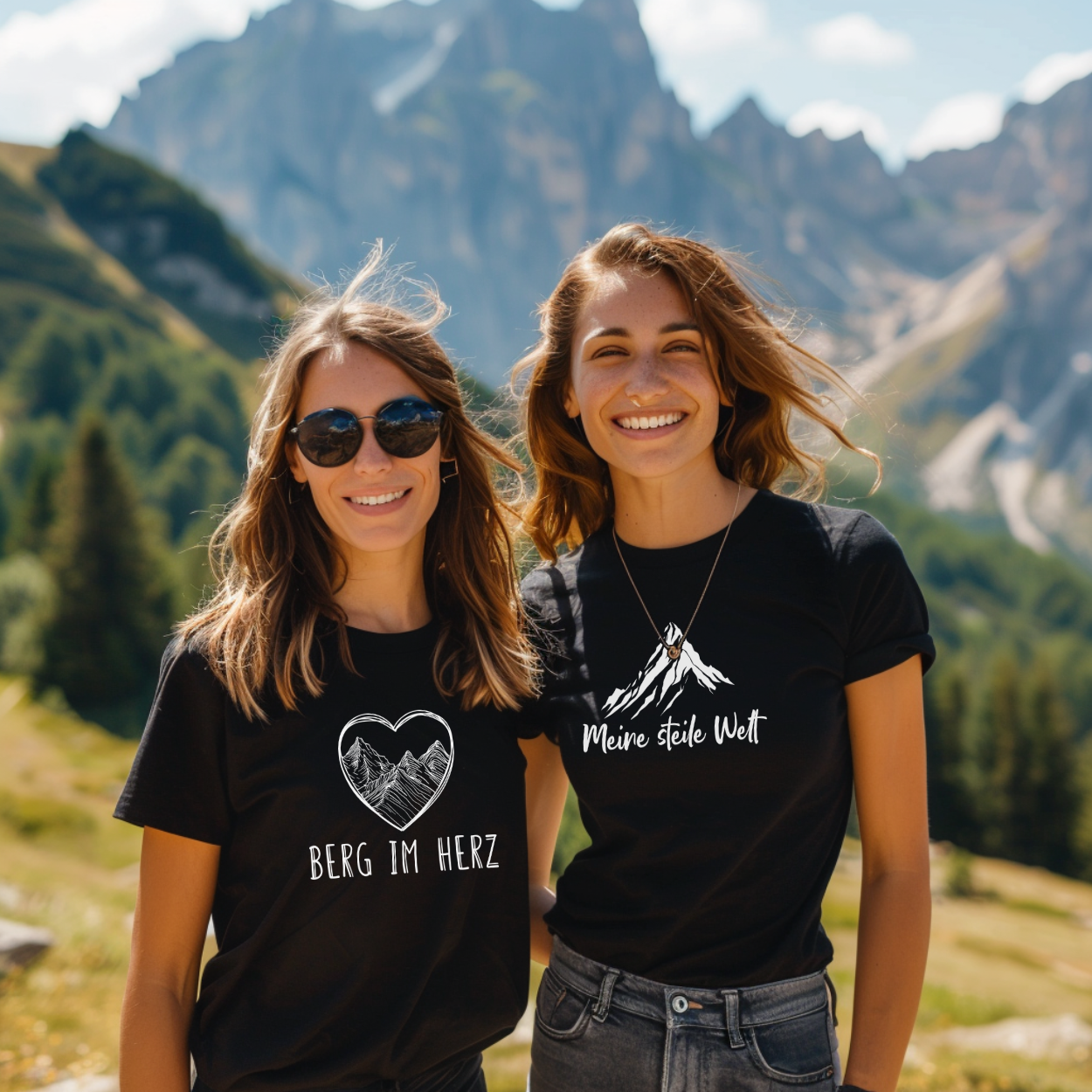 Berg im Herz Bio Frauen Shirt mit Bergmotiv, Designdetail
