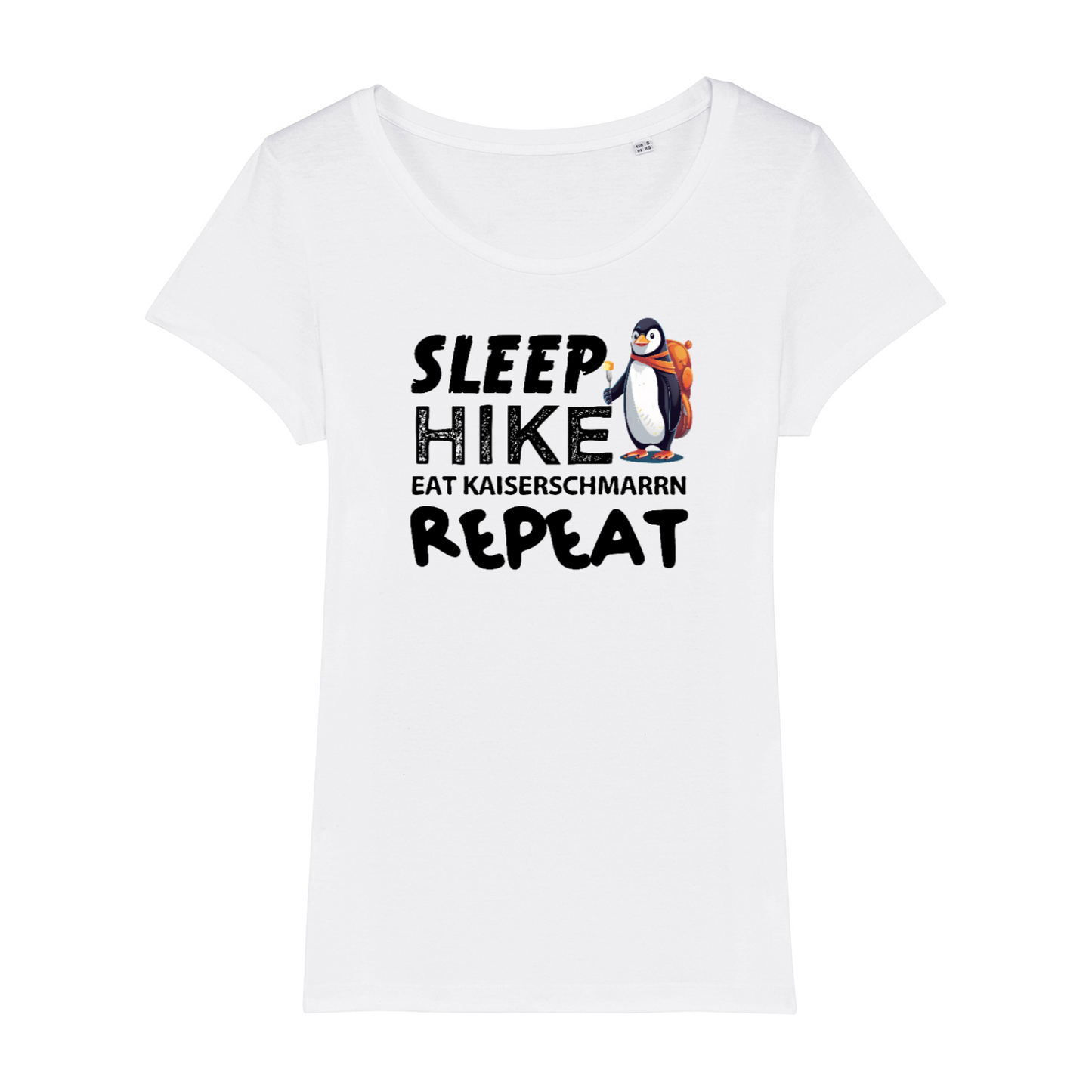 Repeat Frauen Shirt mit Wander-Spruch, Motivdetail