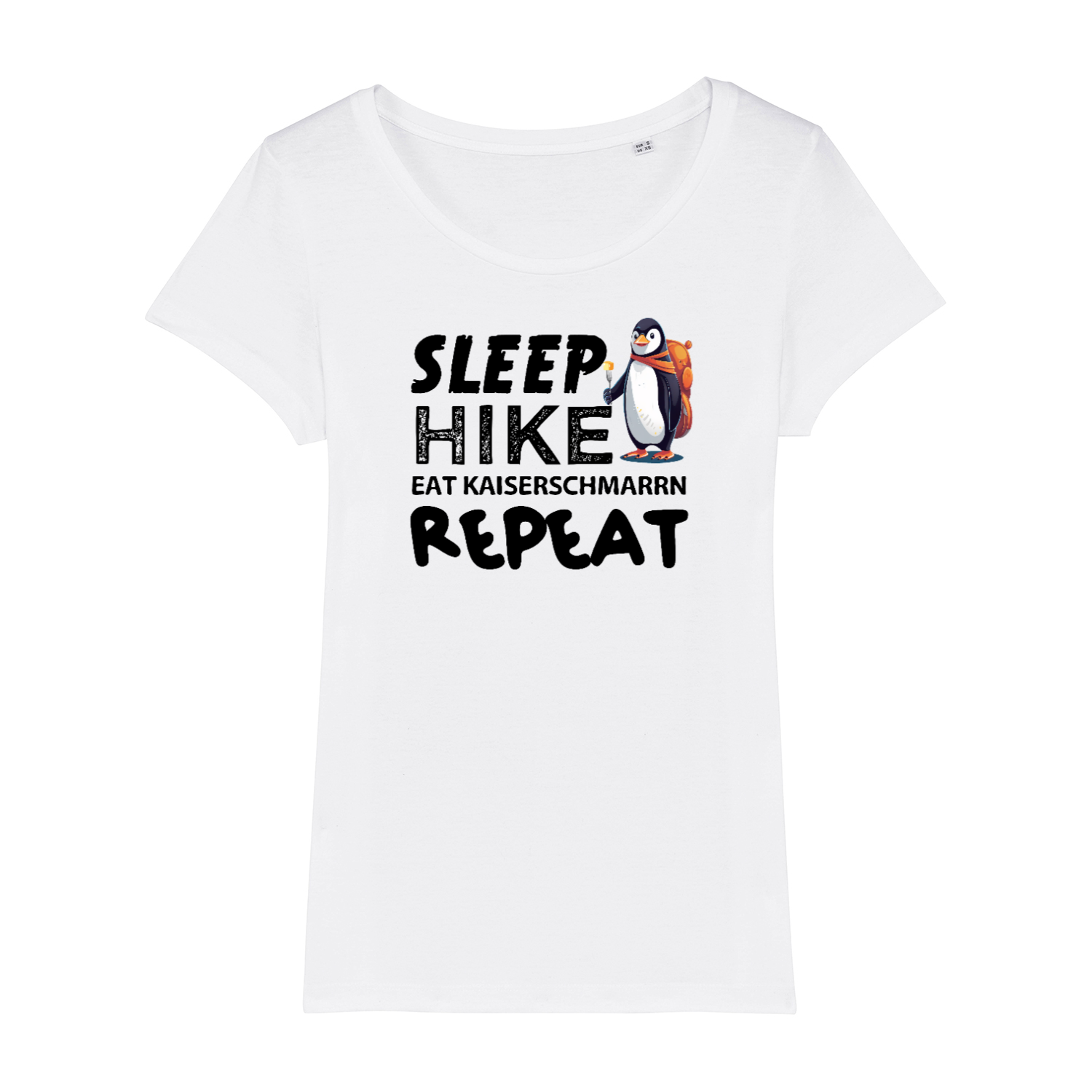 Repeat Frauen Shirt mit Wander-Spruch, Motivdetail