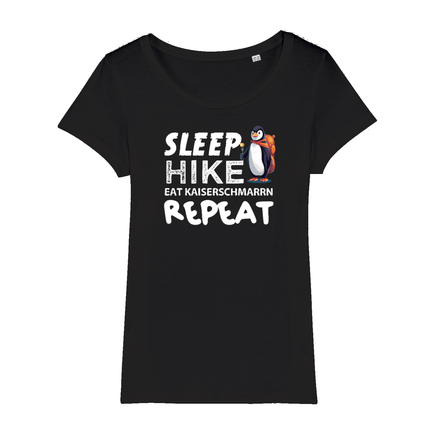 Repeat Frauen Shirt mit Wander-Spruch, Frontansicht