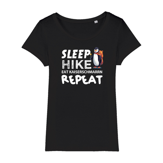 Repeat Frauen Shirt mit Wander-Spruch, Frontansicht