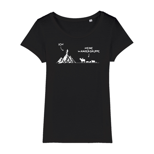Wandergruppe Frauen Shirt mit Wander-Motiv, Frontansicht