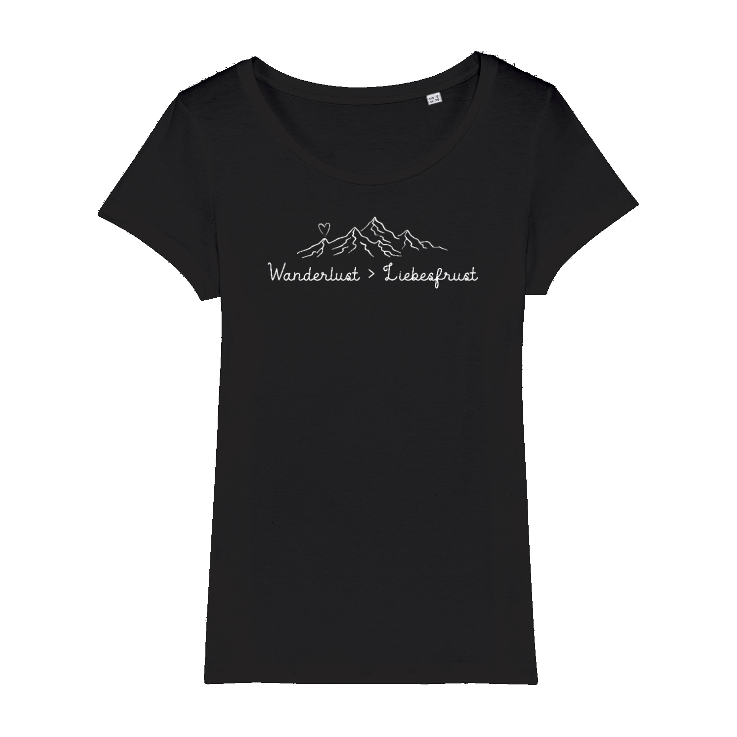 Wanderlust Frauen Shirt mit Wander-Motiv, Frontansicht
