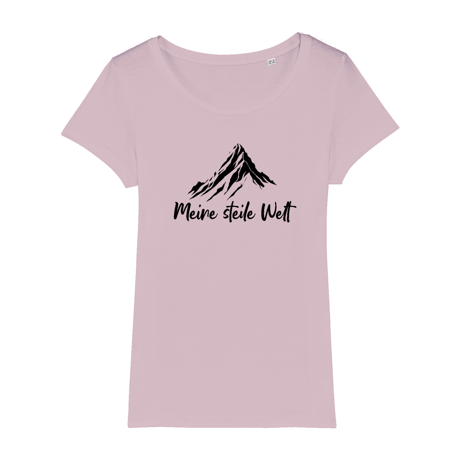 Meine steile Welt Bio Frauen Shirt mit Bergmotiv, Print Nahaufnahme