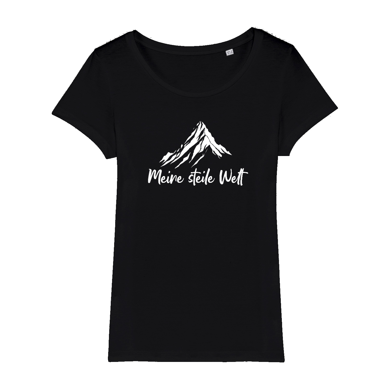 Meine steile Welt Bio Frauen Shirt mit Bergmotiv, Motivdetail