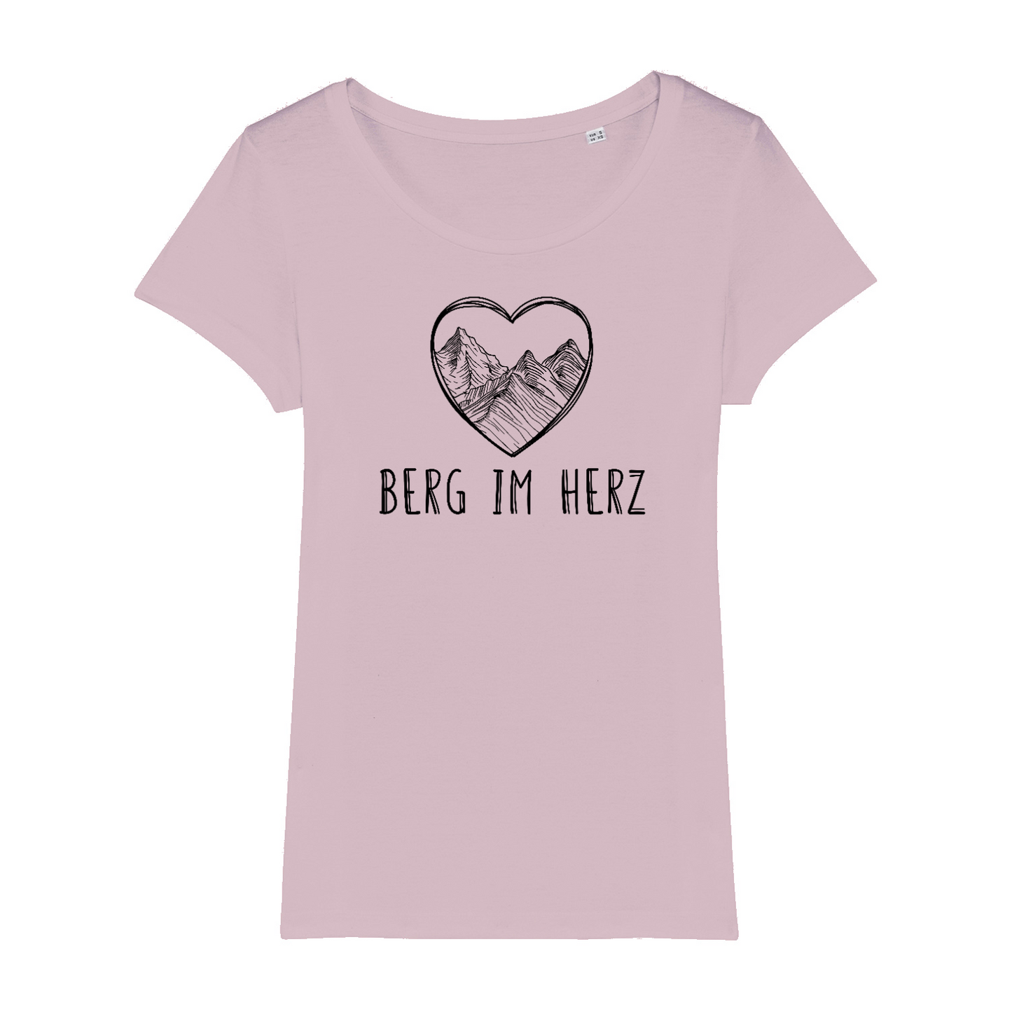 Berg im Herz Bio Frauen Shirt mit Bergmotiv, Print Nahaufnahme