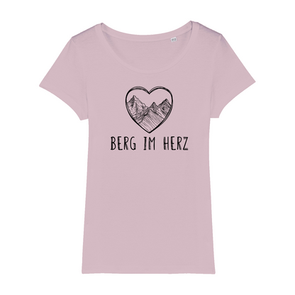 Berg im Herz Bio Frauen Shirt mit Bergmotiv, Print Nahaufnahme