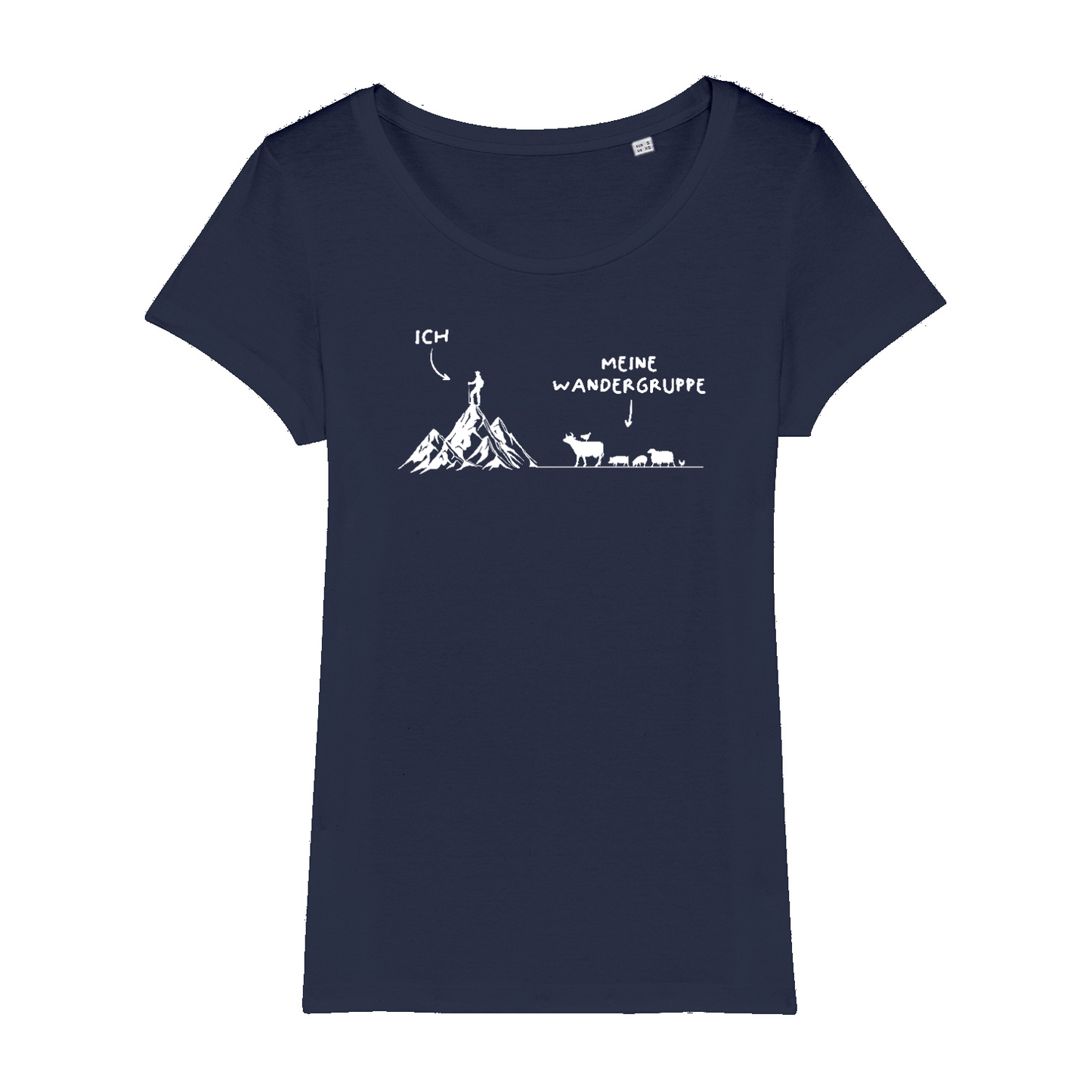 Wandergruppe Bio Frauen Shirt mit Bergmotiv, Detailansicht