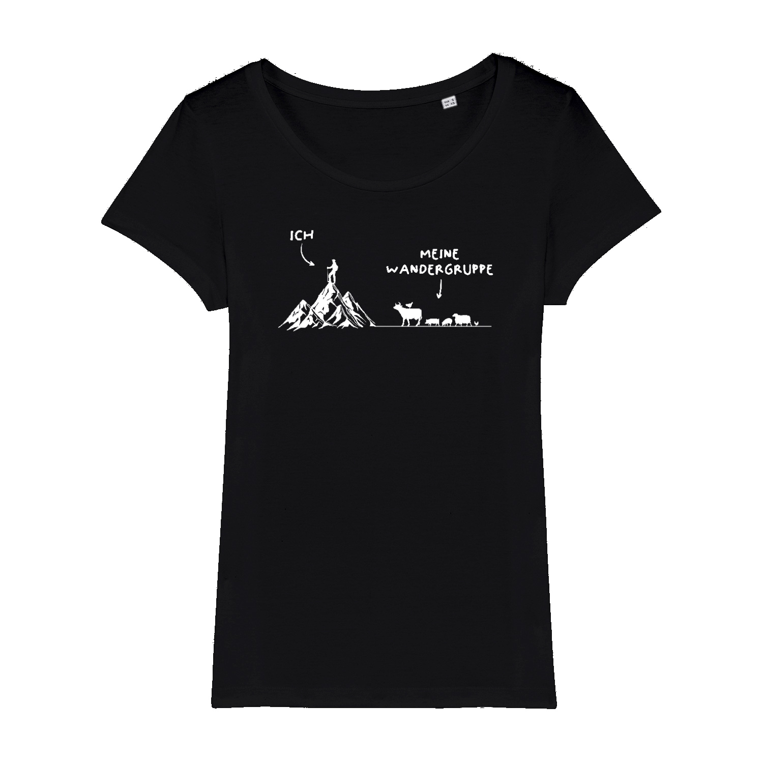 Wandergruppe Bio Frauen Shirt mit Bergmotiv, Motivdetail