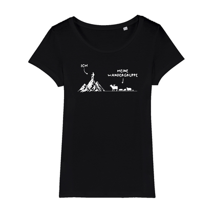 Wandergruppe Bio Frauen Shirt mit Bergmotiv, Motivdetail