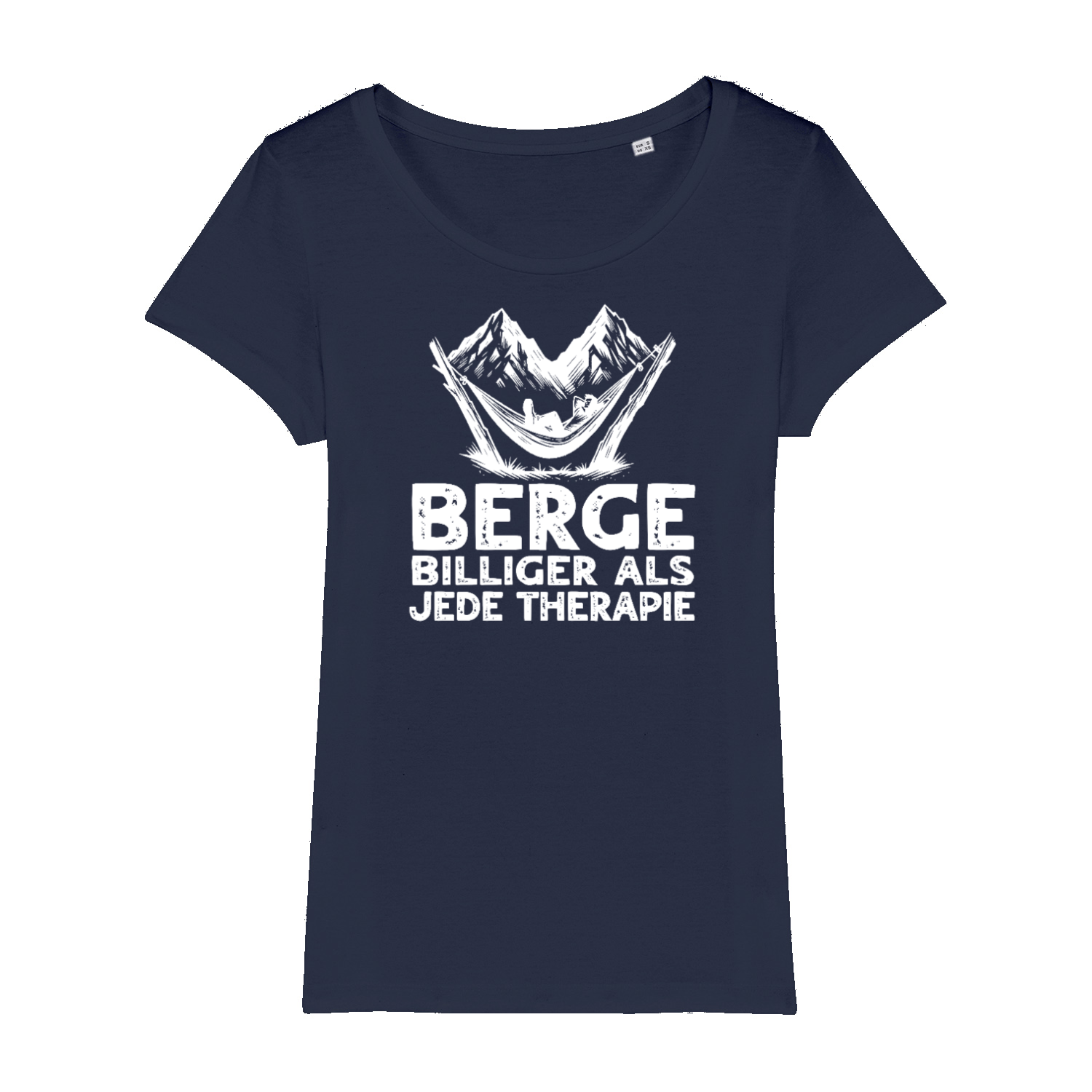 Bergtherapie Bio Frauen Shirt mit Bergmotiv, Motivdetail