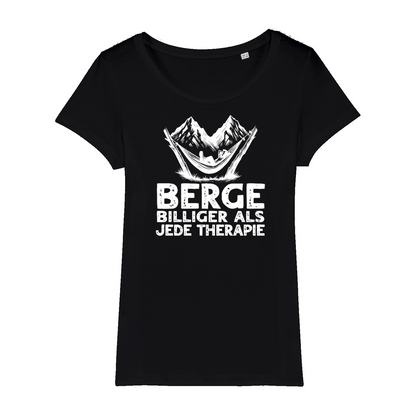 Bergtherapie Bio Frauen Shirt mit Bergmotiv, Detailansicht