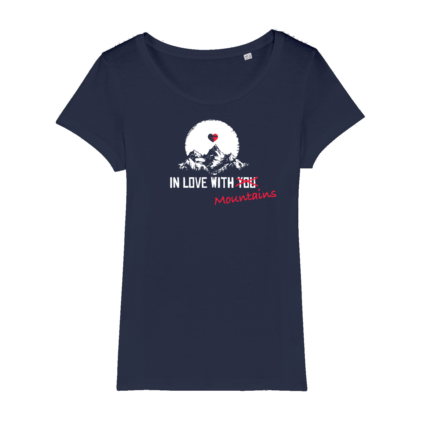 Mountainlove Bio Frauen Shirt mit Bergmotiv, Print Nahaufnahme