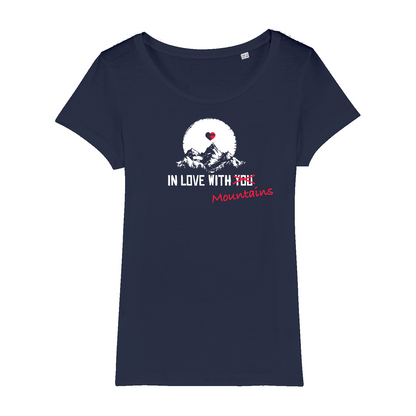 Mountainlove Bio Frauen Shirt mit Bergmotiv, Print Nahaufnahme