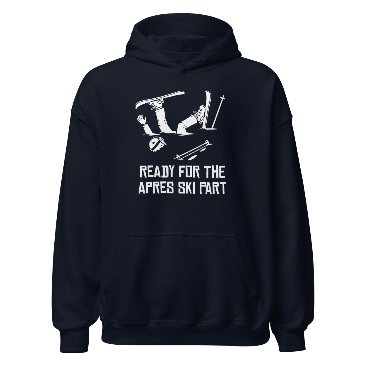 Ready for Apres Ski Hoodie mit Apres-Ski-Spruch, Designdetail