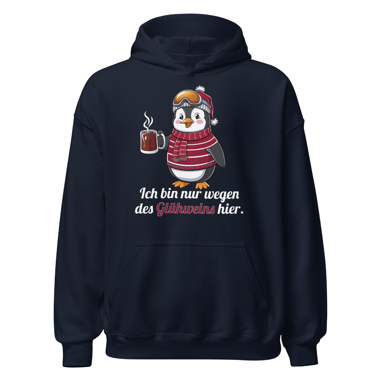Glühwein Fanatiker Hoodie mit Winter-Spruch, Frontansicht