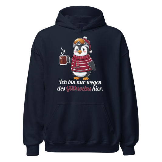 Glühwein Fanatiker Hoodie mit Winter-Spruch, Frontansicht