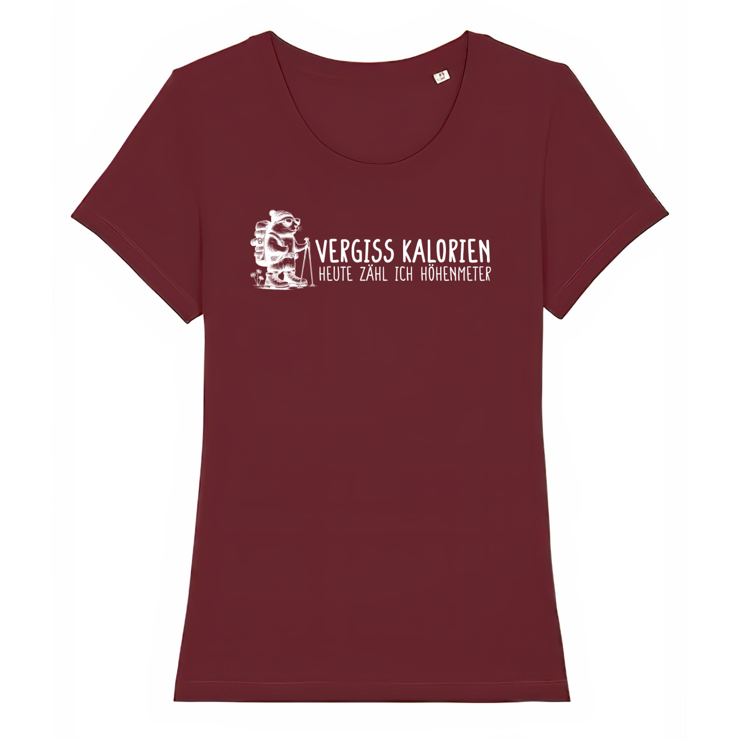 Höhenmeter Frauen Shirt mit Berg-Spruch, Print Nahaufnahme