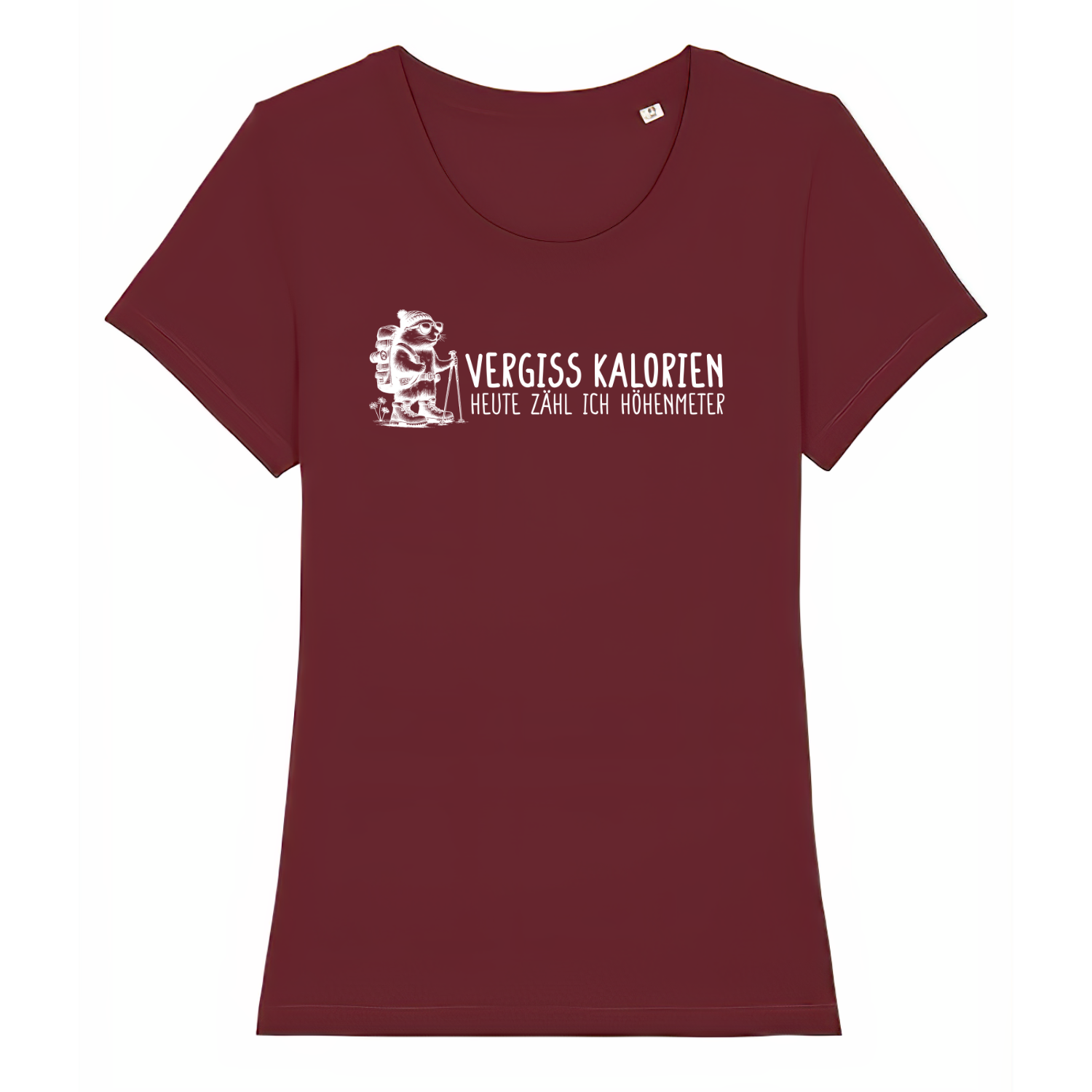 Höhenmeter Frauen Shirt mit Berg-Spruch, Print Nahaufnahme