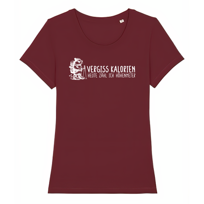 Höhenmeter Frauen Shirt mit Berg-Spruch, Print Nahaufnahme